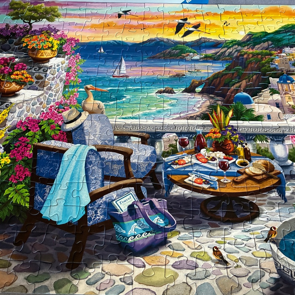 🧩 300 Ravensburger Large Piece “Santorini Sunset”. Mint condition. Complete.